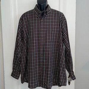 Morganfield black, cream & brown check cotton wrinkle free long sleeve shirt